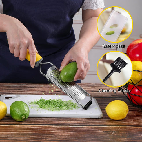 Classic Zester and Grater - Professional Kitchen Lemon Zester for Lime, Cheese, Garlic, Ginger, Chocolate, Vegetables, Fruits, Dishwasher Safe (Wi...