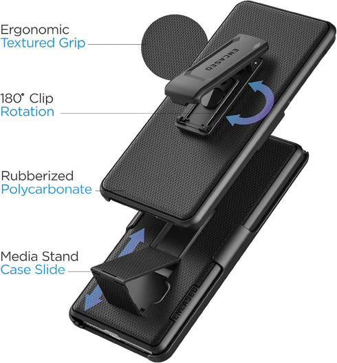 Encased DuraClip Holster, Designed for iPhone 15 Pro Case with Belt Clip Phone Holder and HD Screen Protector (iP15-PRO 6.1") - Black......