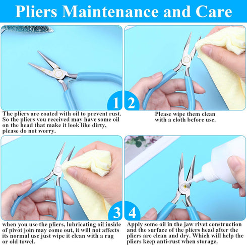 Jewelry Pliers, Shynek 4pcs Jewelry Making Tools Kit with Needle Nose Pliers/Chain Nose Pliers, Round Nose Pliers, Wire Cutters and Bent Nose Plie...