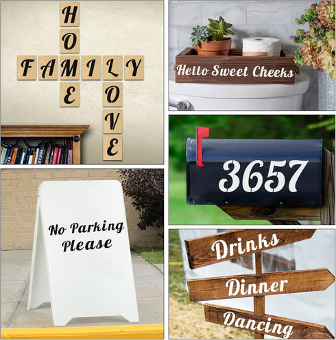 2 Inch Letter Stencils for Painting on Wood, 62 Pcs Calligraphy Alphabet Numbers Stencils for Crafts, Reusable Cursive Lettering Stencil Drawing T...