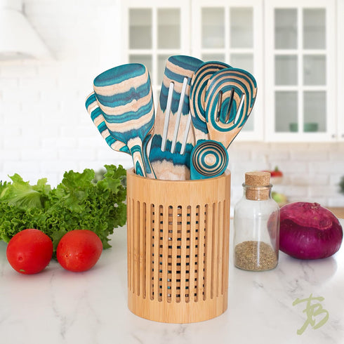 Totally Bamboo Lattice Kitchen Utensil Holder, 5" x 5"x 7"...
