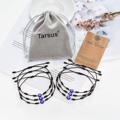 Tarsus (Ver.3) Evil Eye 7 Knot Lucky Bracelets Adjustable Red String Amulet for Women Men Girls & Boys 6 Pcs Bracelets...