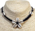 BlueRica Braided Black Cord Choker Necklace with Cowrie Shell Flower Pendant...