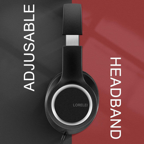 LORELEI X8 Over-Ear Wired Headphones with Microphone with 1.45m-Tangle-Free Nylon Line&3.5mm Plug,Lightweight Foldable & Portable Headphones for S...