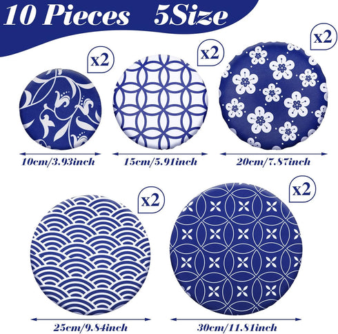 Patelai 10 Pieces Bowl Covers Reusable in 5 Size Stretch Cloth Fabric Bowl Covers Elastic Food Storage Covers Cotton Bread Bowl Covers Reusable Li...