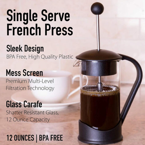 Clever Chef French Press Coffee Maker, Maximum Flavor Coffee Brewer with Superior Filtration, 2 Cup Capacity, Black...