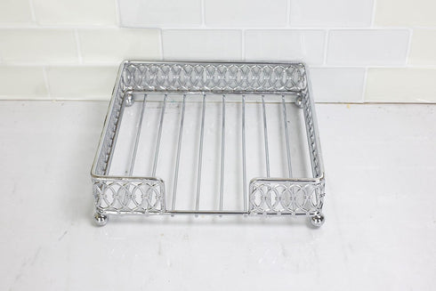 Home Basics Chrome Plated Steel Infinity Collection Flat Napkin Holder Organizing Stand, Elegant Design, Silver Chrome...