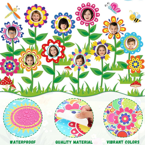 88Pcs Flower Bulletin Board Decorations Set Look Who’s Blooming Classroom Decoration Growth Mindset Photo Posting Craft Cutouts for School Offices...