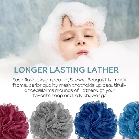 Multi Color Optional Shower Ball Soft Sponge Scrubbing Exfoliating and Skincare Removing Bath Sponge Luffa Body Scrub Cotton Mesh Bag Shower Ball ...