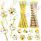 48 Sets Bee Themed Gifts 48 Scented Bee Inspirational Pencils, 48 Motivational Cards and 48 Pencil Topper Clip for Kids Graduation Gifts End of th...