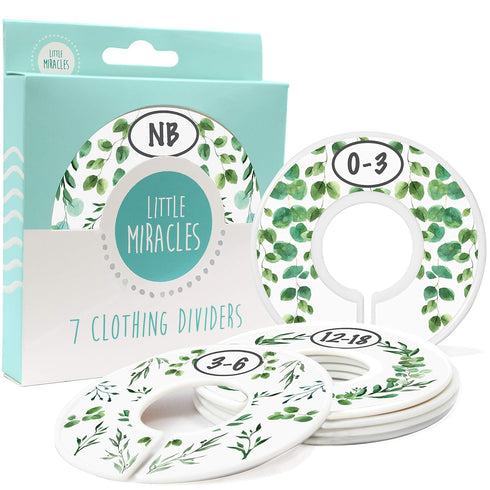 Botanical Nursery Closet Dividers - 7x Size Dividers for Baby Clothes - Eucalyptus Vines Leaf Plant Greenery Decor - Boy or Girl...