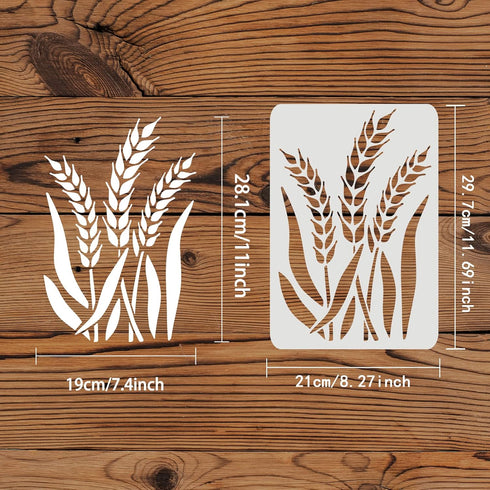 FINGERINSPIRE Wheat Stencil 11.7x8.3 inch Wheat Stalk Stencil Plastic Wheat Painting Stencil Reusable Wheat Pattern Stencils for Painting on Wood,...