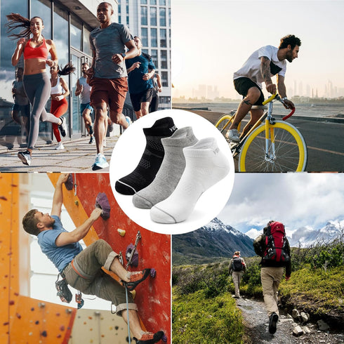 No Show Ankle Running Socks Men & Women Low Cut Athletic Sports Hidden Cushioned Tab Socks for Hiking Cycling Workout Golf Tennis Gym Walking 3 Pa...
