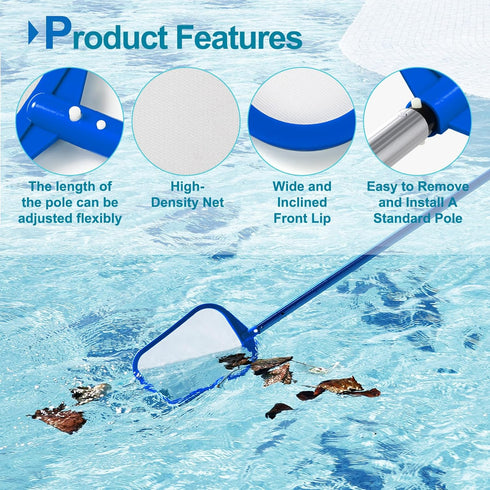 Pool Skimmer- Pool Skimmer Net without Pole, Swimming Pool Skimmer Net with Reinforced Frame, Pool Nets for Cleaning...