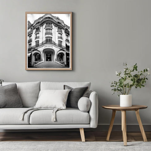 Posterizer 1 pcs-black-and-white photograph of Luxury store front 7-Photography Art-Retro Art-Gift for Women, Fashionistas, Designer Fashion Fans-...