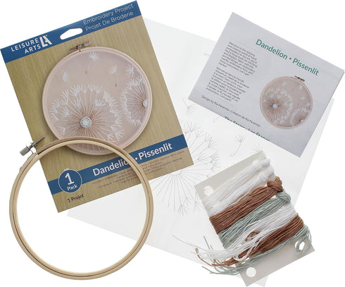 Leisure Arts Embroidery Kit 6" Dandelion - embroidery kit for beginners - embroidery kit for adults - cross stitch kits - cross stitch kits for be...