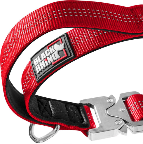 Black Rhino - Tactical Dog Collar Ultra-Soft Neoprene Padded Dog Collars for Medium, Large, XL Dogs | Heavy Duty Metal Buckle | Padded Handle for ...