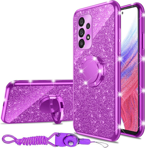nancheng for Samsung A53 5G Phone Case, Case for Galaxy A53 5G Luxury Cute Soft TPU Glitter Cover for Girls Women with Ring Kickstand Shockproof P...