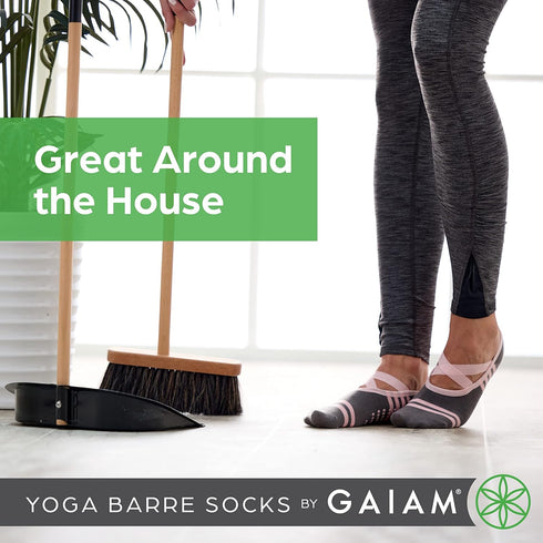 Gaiam Yoga Barre Socks - Non Slip Sticky Toe Grip Accessories for Women & Men...