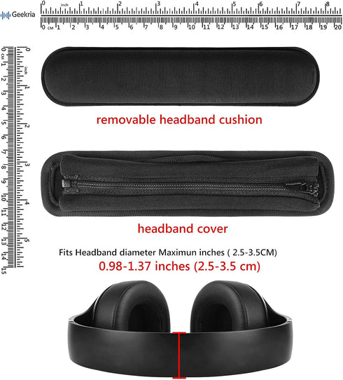 Geekria Medium Cooling-Gel Hook and Loop Headband Cover + Headband Pad Set Protector No Tool Needed Compatible with Razer, JBL, Plantronics, Sennh...