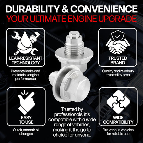 Votex - Made In USA - M12 X 1.25MM Magnetic Engine Oil Drain Plug fits Infiniti, Lexus, Nissan, Toyota - Stainless Steel - Part Number DP006...