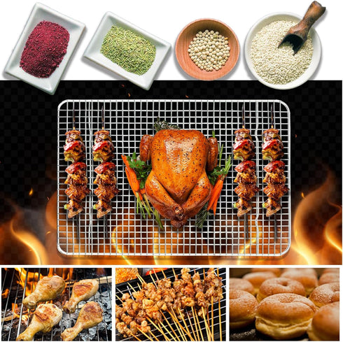 Cooling Rack, Oven Safe, 15 x 10 inches Baking Rack for Oven Cooking, Stainless Steel Wire Rack for Baking...