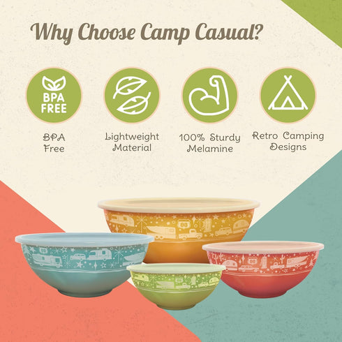 Melamine Bowls with Lids - 4 BPA Free Nesting Bowls with (New and Imporved) Lids Set for Indoor & Outdoor Dining - Sturdy, Lightweight, & Top Shel...