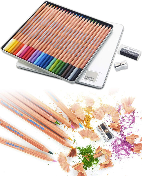 COLOUR BLOCK 24PC Premium Cedar Wood Watercolor Pencil Set with I Ideal pencil kit for Drawing, Sketching, Coloring and Painting travel watercolor...