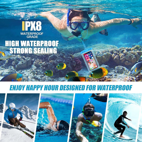 4 Pack Waterproof Phone Pouch Case with Lanyard - Cellphone Dry Bag IPX8 for iPhone 15 14 13 12 Pro Max Vacation Pool Beach Swimming Essentials...
