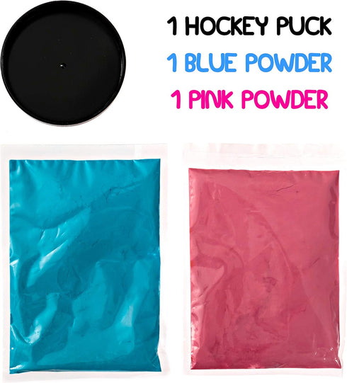 Gender Reveal Hockey Puck with Pink & Blue Powder | Ice Hockey Baby Reveal Party Supplies & Decorations Ideas for Babies Suprise Parties Ideas Exp...