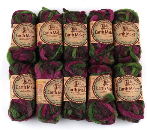 Earth Maker 10 Pack (Skeins) 100% Wool Slub Super Bulky Yarn Each Skein 1 oz (30g) 16 Yards, Cactus Violet......