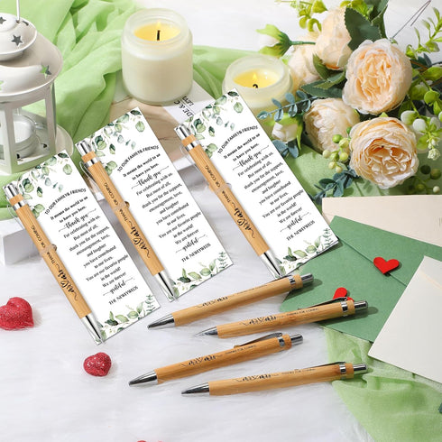 36 Sets Wedding Favors for Guest Bridal Shower Bamboo Pens Thank You Cards with Twine Wedding Favors Bulk Retractable Ballpoint Pen Black Ink for ...