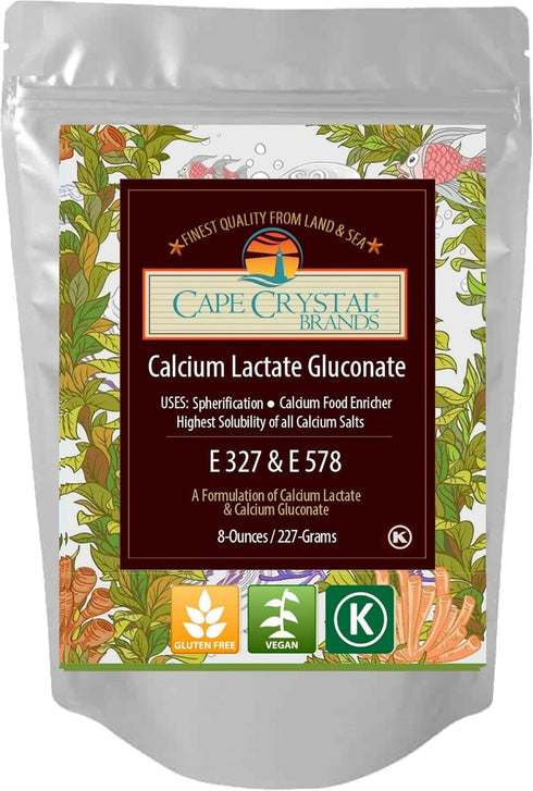 Calcium Lactate Gluconate for Molecular Gastronomy | Kosher Certified & Food Grade (8-oz)...