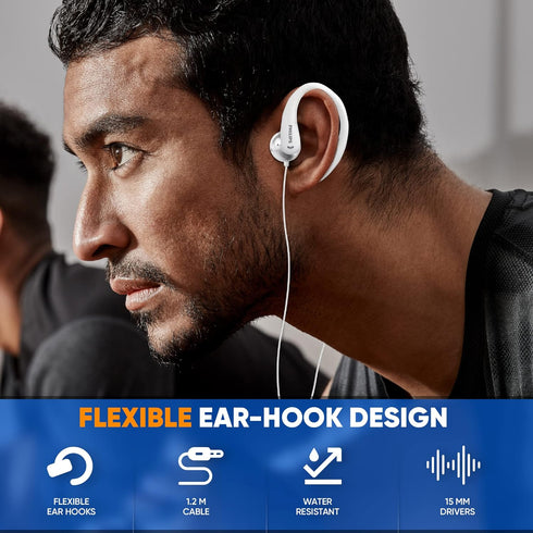 Philips Over The Ear Earbuds, Flexible Wrap Around Earbuds, Around Ear Headphones with Mic Behind The Ear Headphones, Perfect for Sports, Running,...