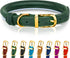OOPSDOGGY Reflective Rolled Leather Dog Collar for Small Dogs, Adjustable Soft Padded Pet Collar for Small Breed Dogs Puppy (XS, 8"-11", Green)...