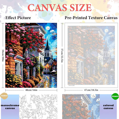 ajepon Landscape Paint by Numbers Kit,Town Paint by Number Kits for Adults,Scenery Adults Paint by Numbers Kits on Canvas without Frame Oil Painti...