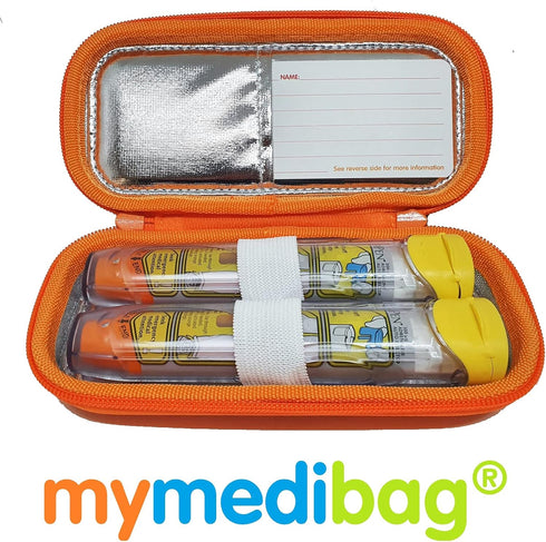 Double Epipen Carry Case - Hardcase Insulated Medication Bag - Bright Orange Epipen Holder, Highly Visible and Noticeable Medical Case for Emergen...