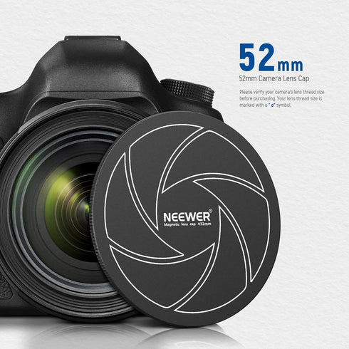 NEEWER 52mm Magnetic Aluminum Lens Cap with 52mm Thread, Compatible with K&F Compatible with Kase NEEWER 52mm Magnetic Lens Filters and 52mm Camer...