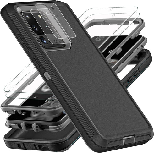 for Samsung Galaxy S20 Ultra Case, Military Grade Shockproof/Drop Proof/Dust Proof Case with 2Pcs Self Healing Flexible TPU Screen Protector & Cam...