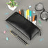 MROCO Pencil Case Black Pencil Bag PU Leather Pen Case Small Zipper Pouch for Pencils, Pens, Markers, Makeups, Change, Coins...