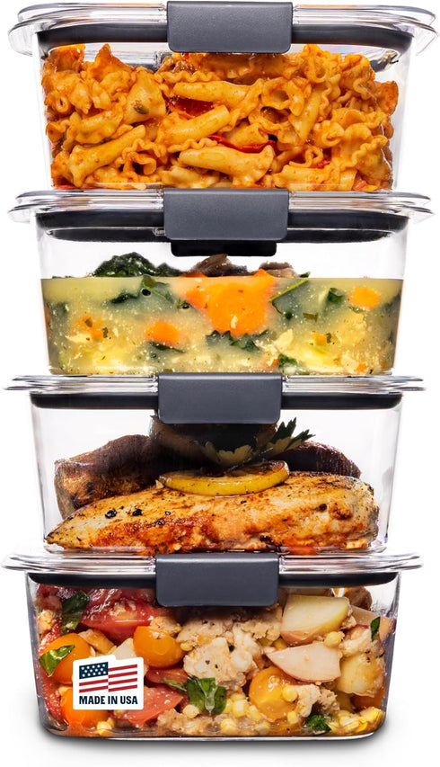 Rubbermaid Brilliance BPA Free Airtight Food Storage Containers with Lids, Set of 4 (4.7 Cup) Ideal for Lunch, Meal Prep, and Leftovers...