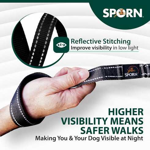 Sporn Dual Handle Padded Dog Training Leash, 6ft Long Dog Leash Heavy Duty for Maximum Control, 360-Degree Swivel with Reflective Strap for High V...