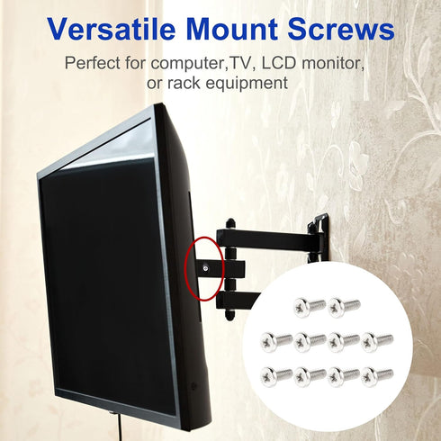 uxcell 10 Pieces M4 x 10mm TV Mount Screws, Computer TV LCD Monitor Stand Bracket Mounting Screws, Stainless Steel, Silver Tone...