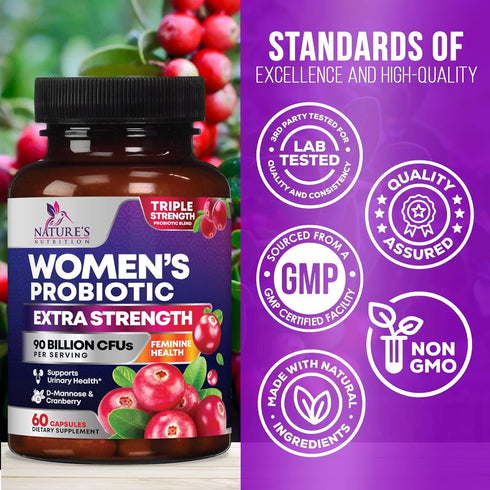 Probiotics for Women with Prebiotics - Women's Probiotic Blend Formulated for Digestive, Vaginal PH, Urinary & Immune Health Support, 90 Billion C...