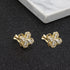 YOQUCOL Cubic Zirconia Crystal Rotatable Flower Shaped Golden Clip On Earrings Non Pierced Golden Stud for Women...