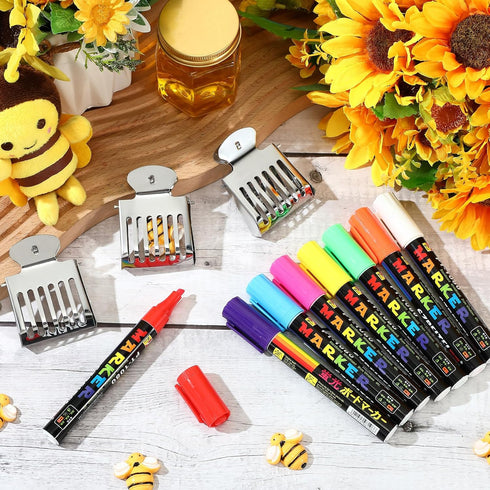 12 Pcs Queen Bee Catcher Set 8 Queen Bee Marker Pens 4 Metal Queen Catcher Clips Queen Bee Marking Kit Beekeeper Tools One Handed Queen Marking Es...