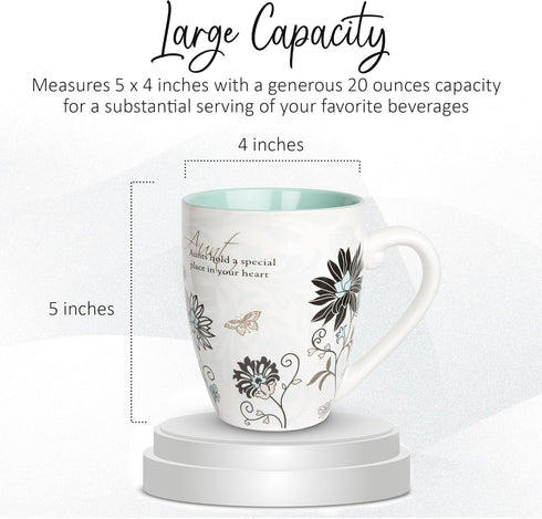 Pavilion Aunt Coffee Mugs - Mark My Words Auntie Mug with "Aunts Hold A Special Place In Your Heart" Text Design - Ceramic Coffee Cup for Aunties,...