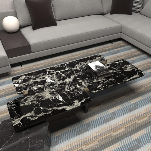 16x118 inch Black Marble Contact Paper Peel and Stick Countertop Waterproof Vinyl Glossy Granite Wallpaper Removable Self-Adhesive Film for Kitche...