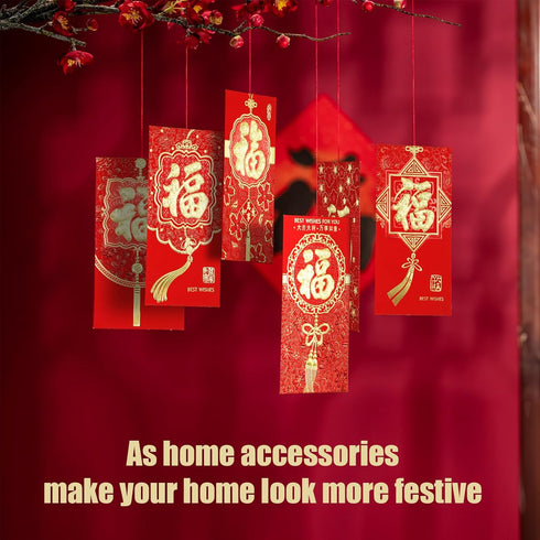 36pcs Chinese New Year Red Envelopes, 2024 New Year Hong Bao, 6 Styles Large Spring Festival Red Pocket Lucky Money Packets for Year of The Dragon...