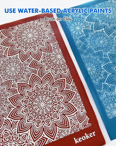 Keoker Aztec Silk Screen Stencils for Polymer Clay, 6PCS Aztec & Boho Silk Screen for Polymer Clay, for Printing on Jewelry Clay Earrings Decorati...